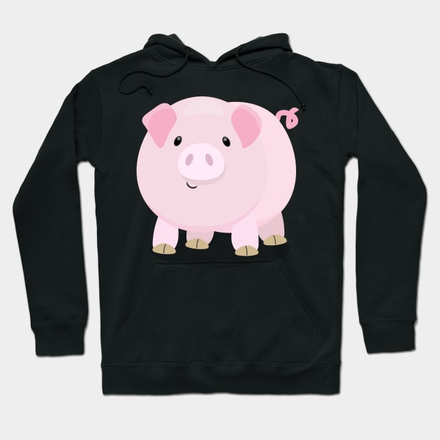 Cute pink pot bellied pig cartoon illustration Hoodie by FrogFactory